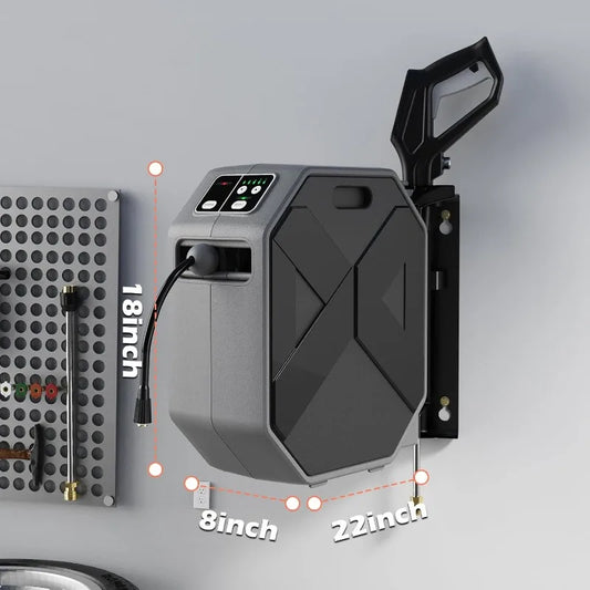 Electric Pressure Washer 5500 PSI 3.8 GPM Wall Mounted Power Washer with 100 FT Retractable Hose and Remote Control Foam Cannon