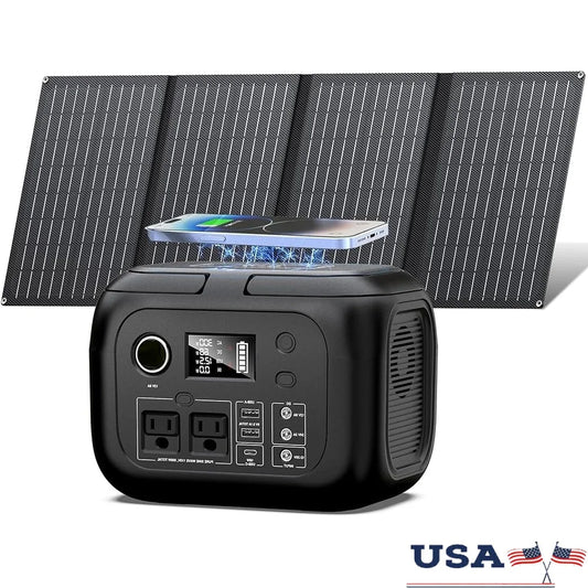 300W Portable Solar Generator 70400mAh Power Station with 40W Solar Panel USB AC DC Charger for Camping Emergency Outdoors