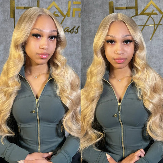 27 Honey Blonde Human Hair Wig 13x6 HD Lace Frontal Wig Body Wave 220 Density Pre Plucked 13x4 Colored Lace Front Wigs
