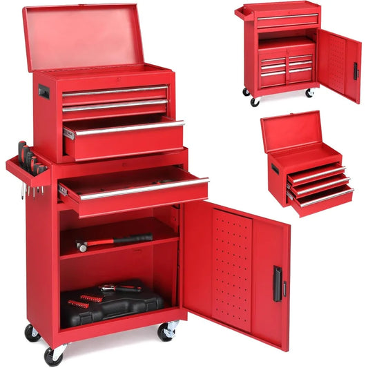 4 Drawer Rolling Tool Chest with Wheels and Lock Large Storage Cabinet with Adjustable Shelf Removable Portable Tool Box
