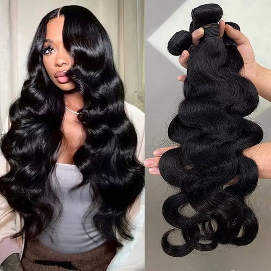 24 Inch Body Wave Human Hair Bundles 100 Percent Brazilian Raw Human Hair 10A Thick Bundles for Women 1/3/4 Bundles 3 Days Delivery