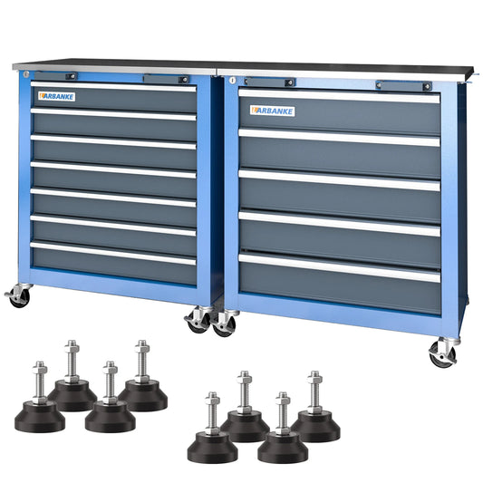 Combination Tool Cabinet 7 Drawer Tool Chest and 5 Drawer Tool Chest Rolling Tool Chest with 360 Degree Brake Wheels