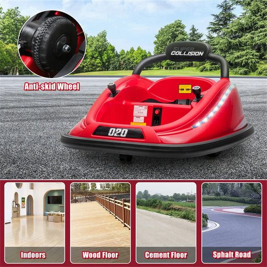 12V Kids Ride On Car Bumper Electric 360 Degree Spin Vehicle Toy with Parent Remote Control for Ages 3 to 11 Christmas Gift