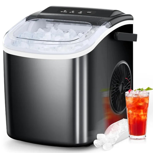 COWSAR Ice Maker Countertop Portable Machine with Self Cleaning 26.5lbs per 24 Hours 9 Bullet Cubes in 6 Minutes with Basket