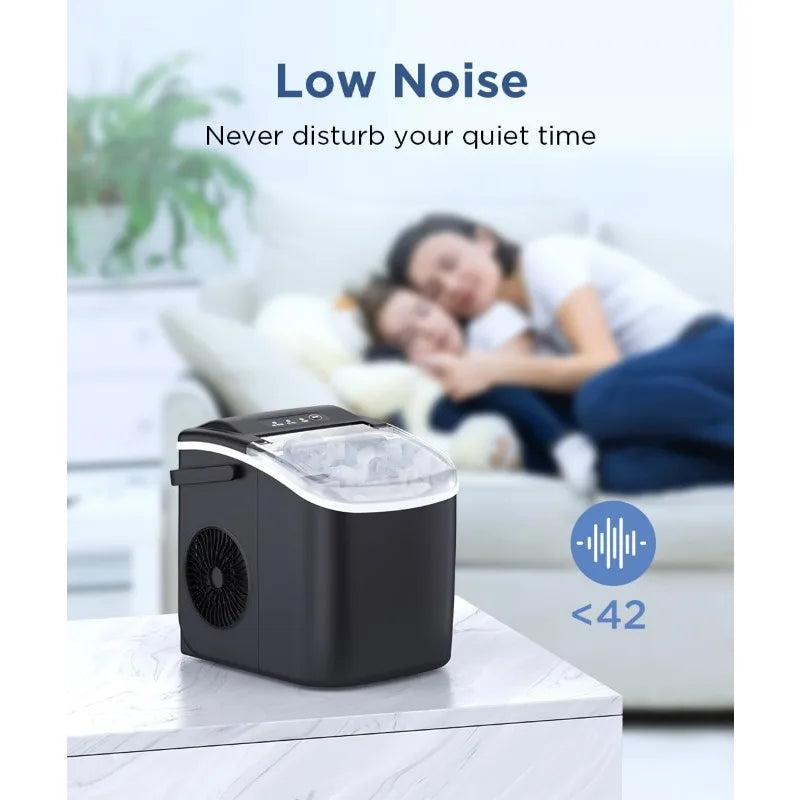 COWSAR Ice Maker Countertop Portable Machine with Self Cleaning 26.5lbs per 24 Hours 9 Bullet Cubes in 6 Minutes with Basket