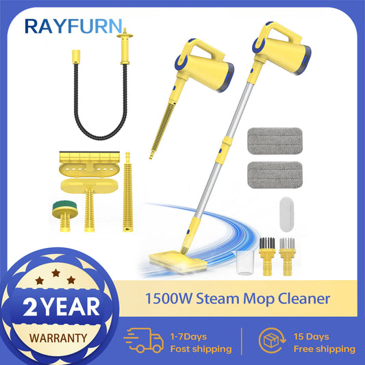Rayfurn 1500W 150 Degree Steam Mop Cleaner 7 in 1 Floor Steam Machine All Floors Accessories Removed Replace